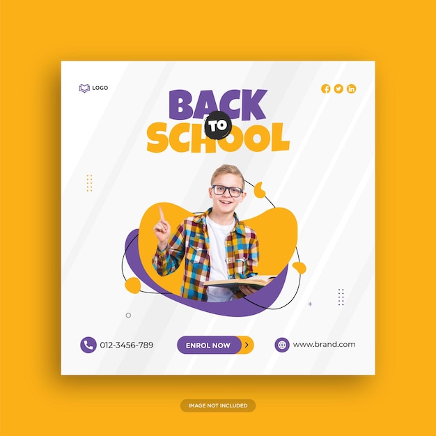 Back to school social media post  web banner template premium vector