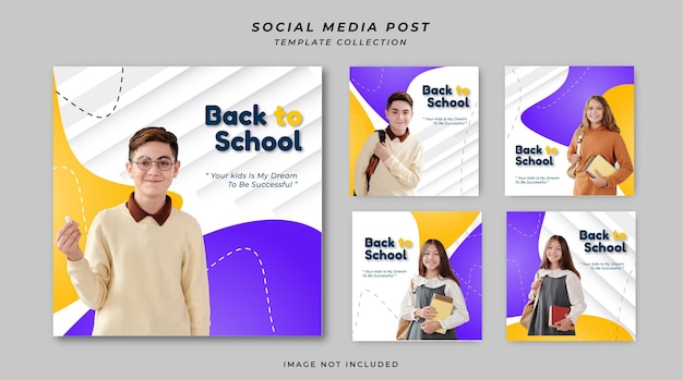 Back to school square banner for social media post template Premium Vector