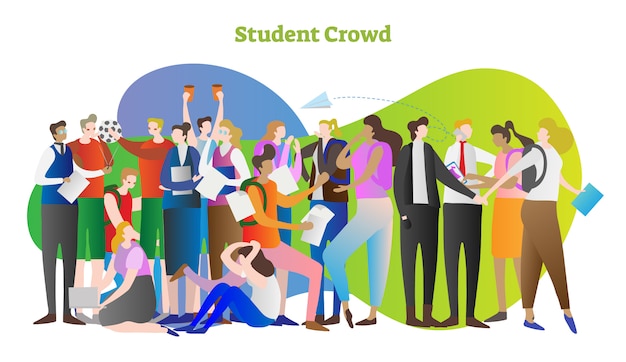 Vector back to school student crowd vector illustration scene