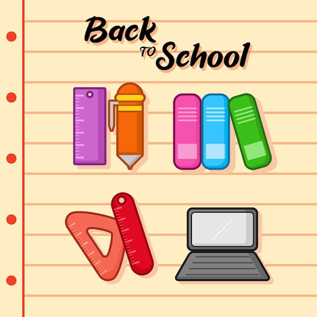 back to school supplies colourful collection