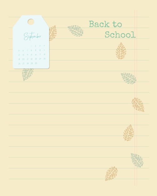 Back to school template and September 2022 calendar. Template for note, to-do list, reminders