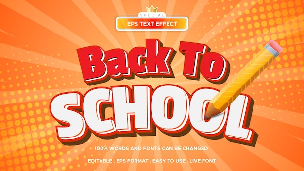 Back To School text effect editable