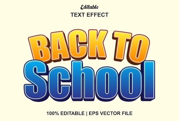 Back to school text effect in orange and blue editable