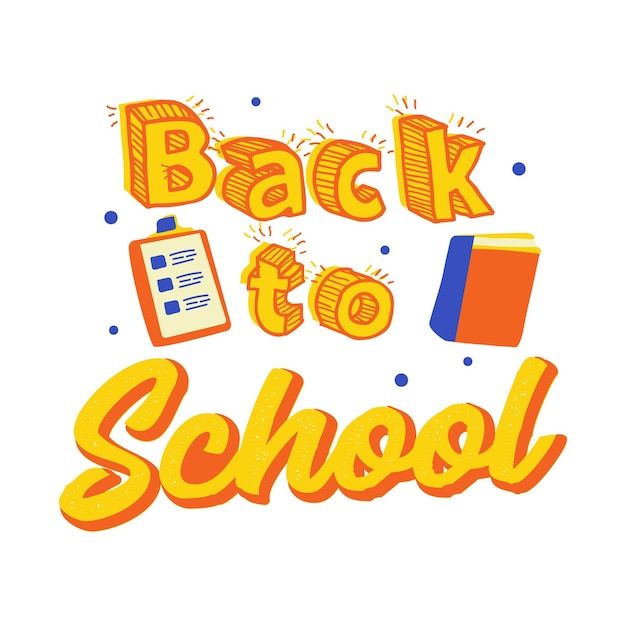 Back to school text vector art title design with different elements and colors