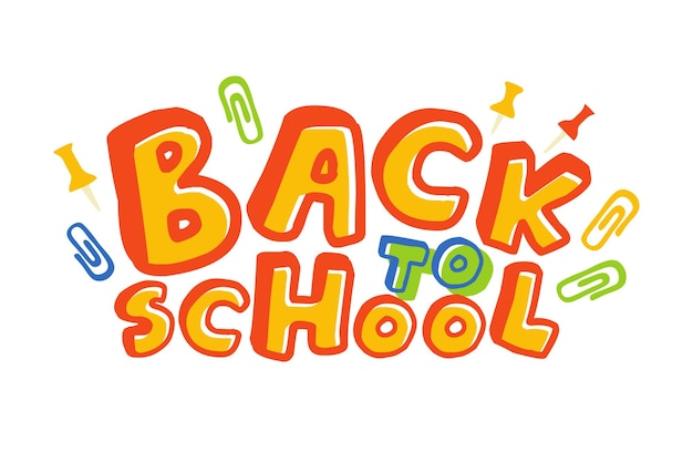 Back to school text vector art title design with different elements and colors