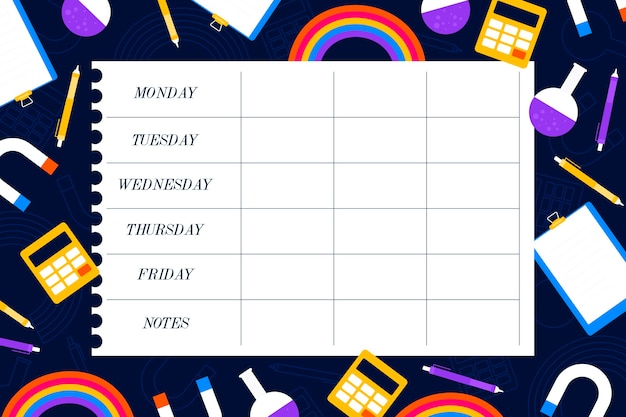 BACK TO SCHOOL TIMETABLE TEMPLATE