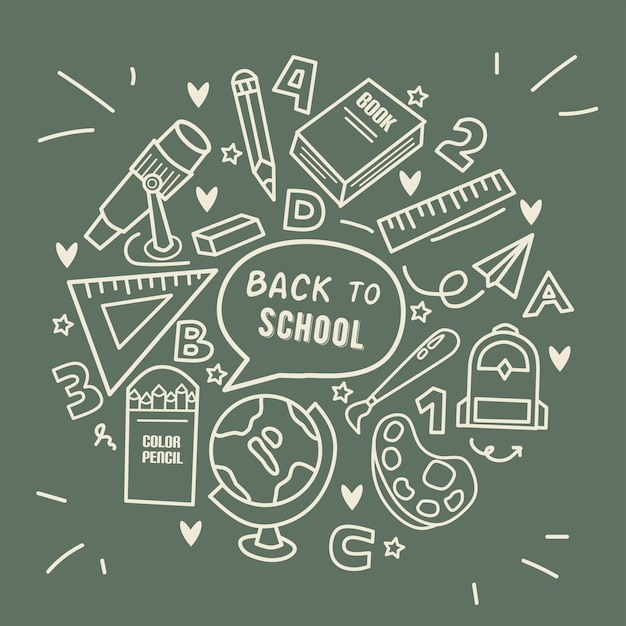 Back to school tool line art