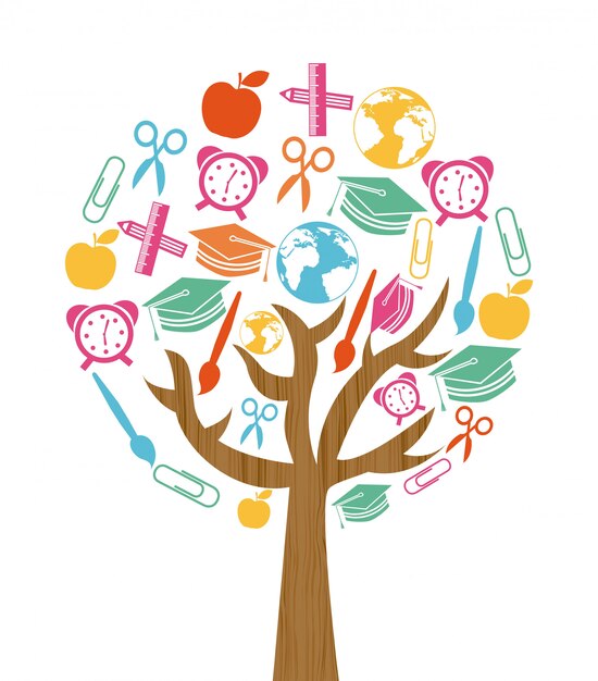 Vector back to school tree design over white background 