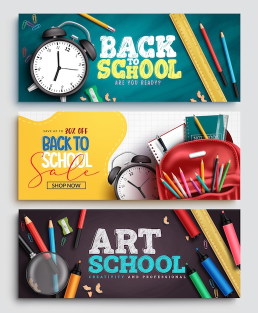 Back to school vector banner design Back to school text with art creative elements in chalk board