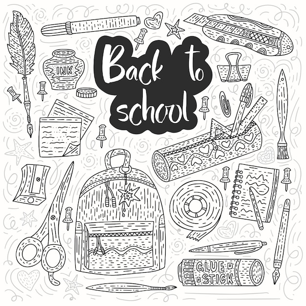 Back to school vector card Drawing supplies for school and office