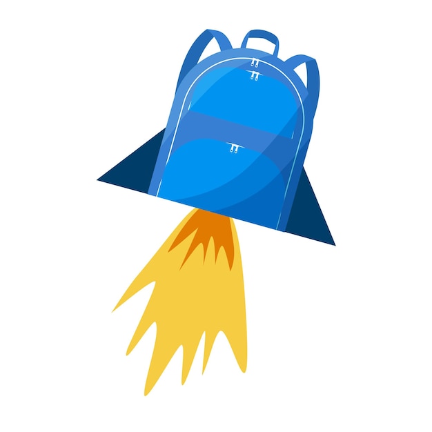 Back to school vector concept design Backpack as rocket isolated on white background Vector