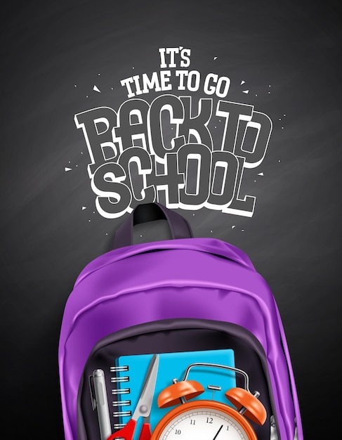 Back to school vector design It's time to go back to school text in black empty space with school