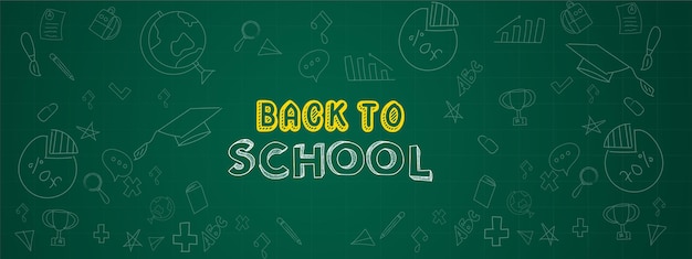 Back to school vector design Welcome back to school in doodle handdrawn education icon