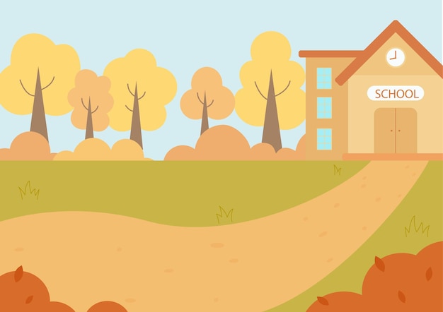 Back to school vector illustration concept Autumn landscape