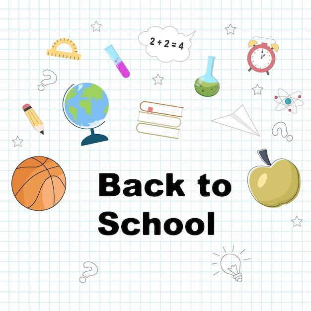 Back to school vector illustration with lettering