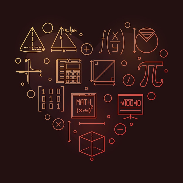 Back to School vector line heart shaped colored banner Science concept illustration