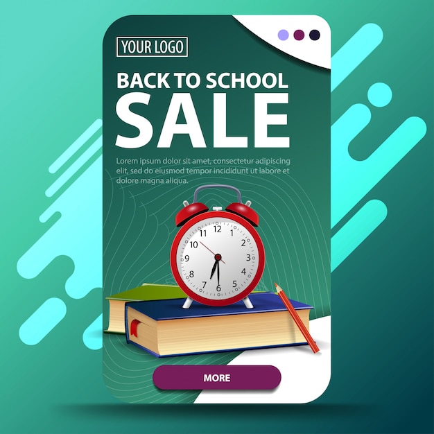 Back to school, vertical web banner with modern design