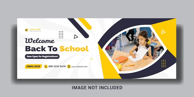 Back to school web banner cover design, back to school education social media cover template