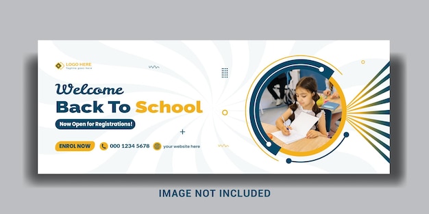 Back to school web banner cover design, back to school education social media cover template