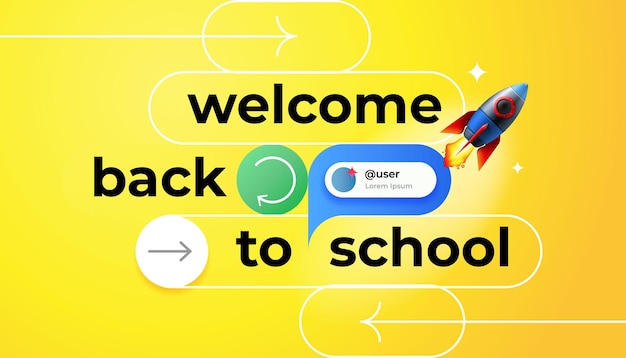 Back to School web banner Creative or educational process banner vector illustration