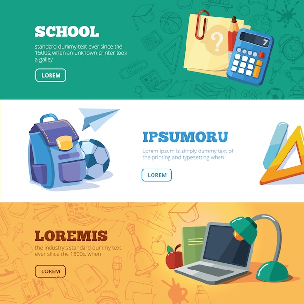 Back to school web banners set