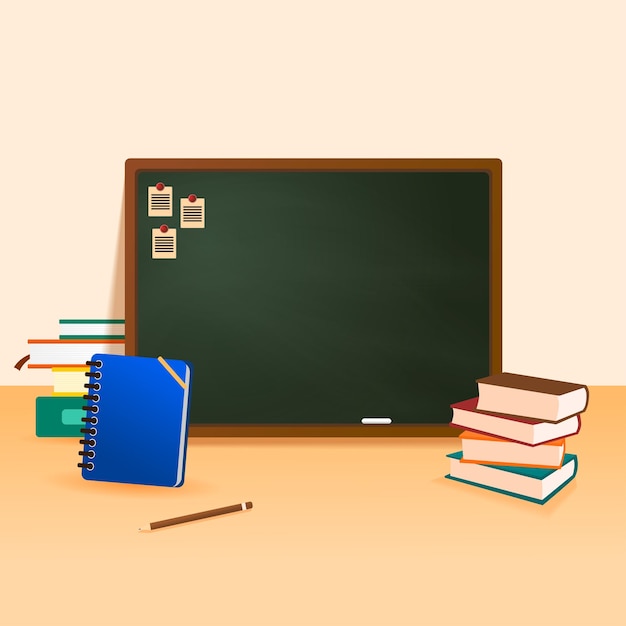 Back to school with blackboard and stationary background vector