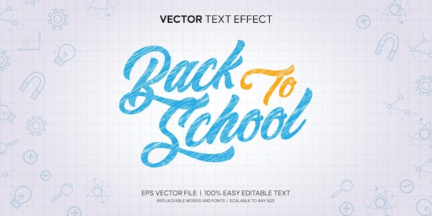 Back to school with color pencil sketch editable text effect