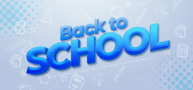 Back to school with editable text effect 3d style