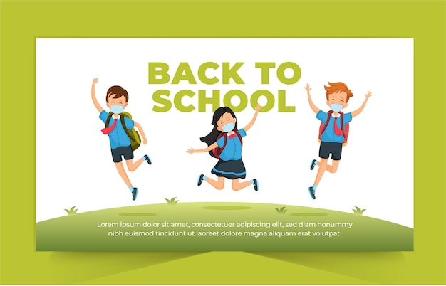 Back to School with mask banner design template