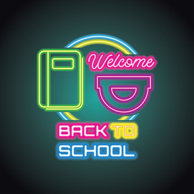 Back to school with neon light effect