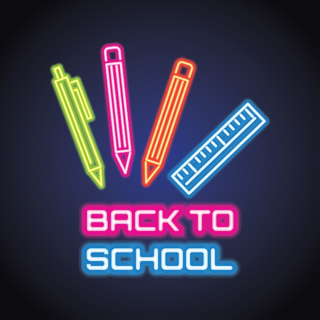 Back to school with neon light effect