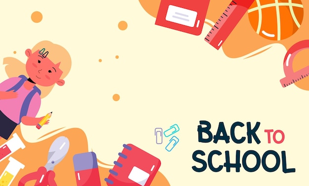 Back to School with Students and Stationery Vector Banner