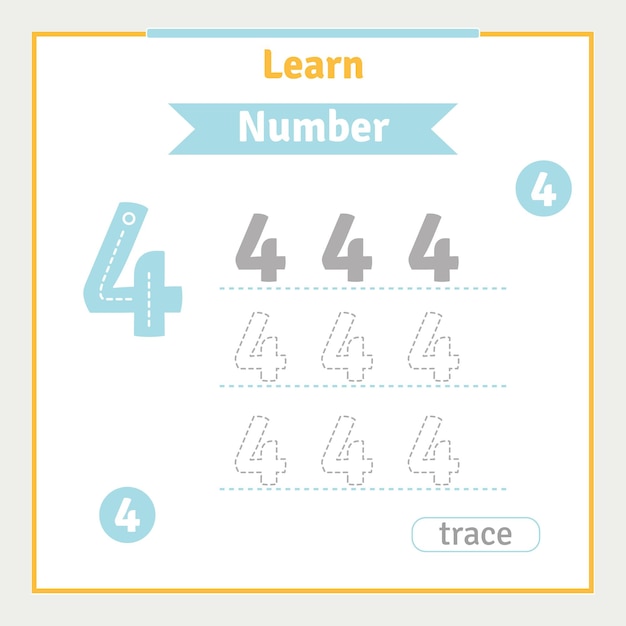 Back to school worksheet for kids with number tracing vector preschool illustration number learning