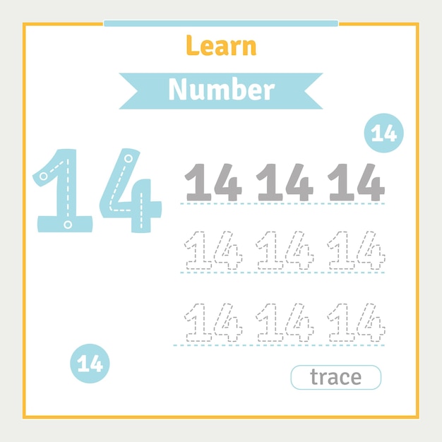 Back to school worksheet for kids with number tracing vector preschool illustration number learning