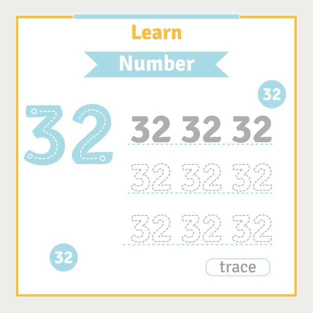 Back to school worksheet for kids with number tracing vector preschool illustration number learning