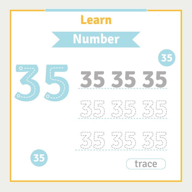 Back to school worksheet for kids with number tracing vector preschool illustration number learning