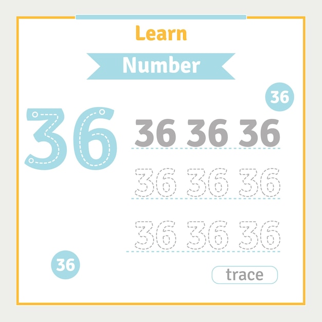 Back to school worksheet for kids with number tracing vector preschool illustration number learning