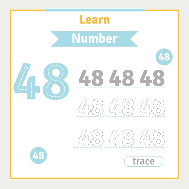 Back to school worksheet for kids with number tracing vector preschool illustration number learning