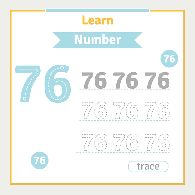 Back to school worksheet for kids with number tracing vector preschool illustration number learning