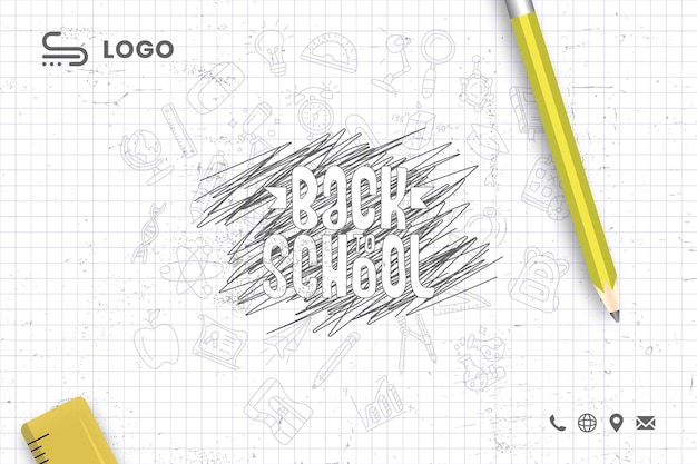 Back to school written on a sheet of grid notebook paper