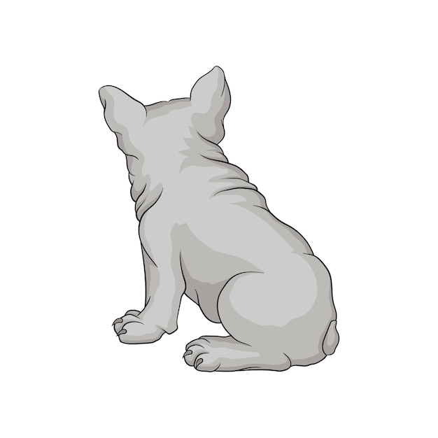 Back view of french bulldog or boston terrier puppy Small dog with white smooth coat Home pet Cartoon vector icon