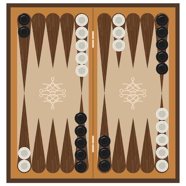 Backgammon on a white background Board game of backgammon for recreation Vector illustration