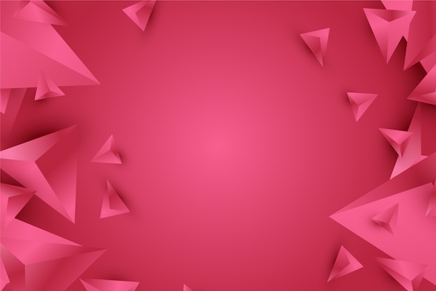 Background 3d triangle design in vivid pink tones