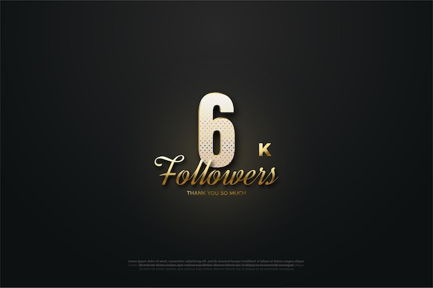 Background for 6k followers with illuminated numbers illustration