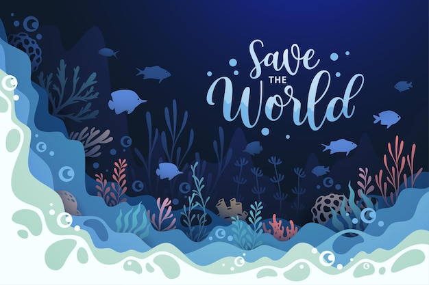 Background art concept of oceans underwater world illustration