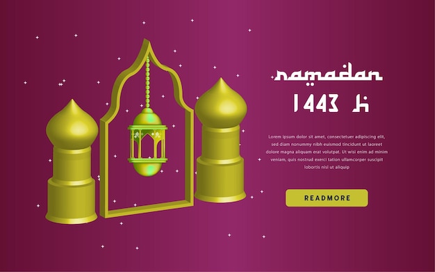 Background banner modern ramadan with 3D muslim element