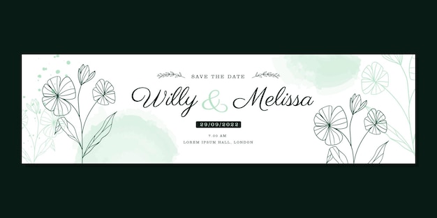 BACKGROUND BANNER WATERCOLOR WEDDING HAND DRAWN FLORAL TEMPLATE