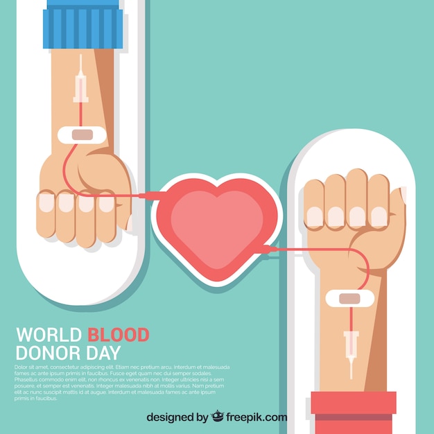 Background of blood donors in flat design