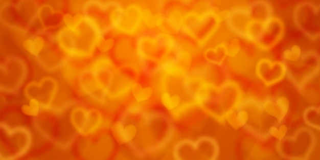 Vector background of blurry hearts in orange colors. valentine's day illustration