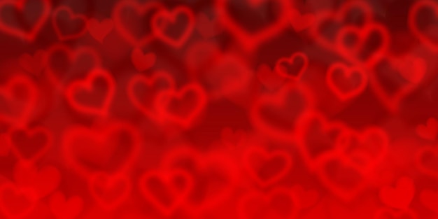 Background of blurry hearts in red colors Valentine's day illustration